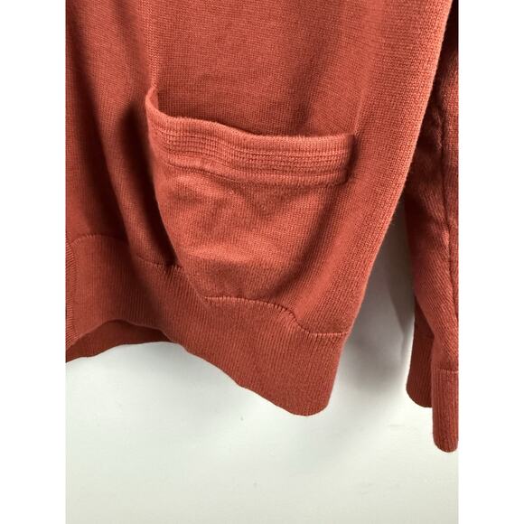 Lands End Men's Cardigan Sweater Size L 100% Supima Cotton Grandpa Rust Orange - Picture 3 of 6